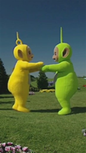 Teletubbies on Instagram: "that one friend who always matches your energy 💛💚 Video: Dipsy and Laa-Laa, the green and yellow Teletubbies, play outside in Teletubbyland."