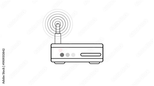 Network Router Icon Animation on awhite Background. Antenna icon on wifi router animated icon. Wi-Fi signal animation on the display, wi-fi icon . WiFi router icon animation.