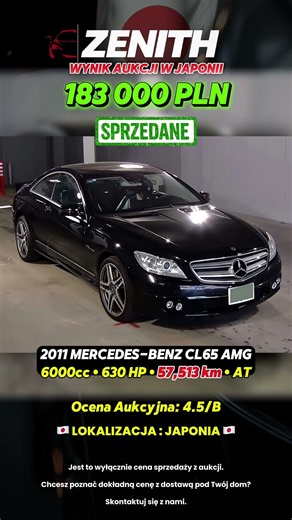🔥 MERCEDES-BENZ CL65 AMG 2011 — Aukcje w Japonii 🇯🇵 | Auta z Japonii