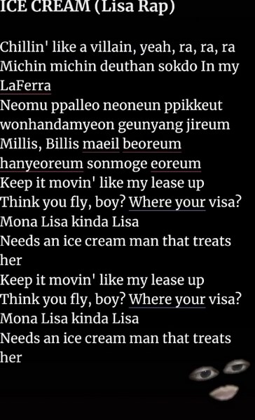 Blackpink Lisa Ice Cream Rap Lyrics Compilation