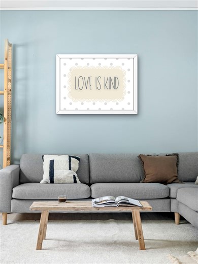 Love is Kind Digital Print | Shabby Chic Wedding Decor | Pastel Polka Dot Wall Art | Cottagecore Quote Sign | Instant Download Printable - Etsy