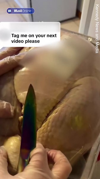 Horrifying moment woman freaks out over 'dead mouse' spotted in her raw turkey