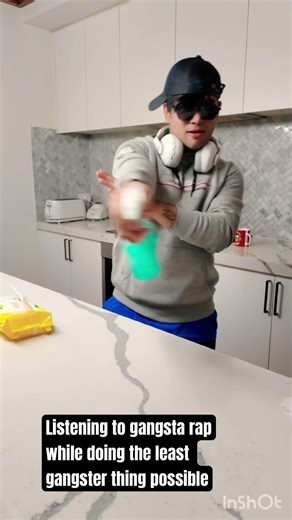 Listening to gangsta rap while doing the least gangster thing possible #cleaning