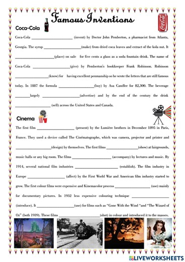 Famous Inventions (reading) worksheet
