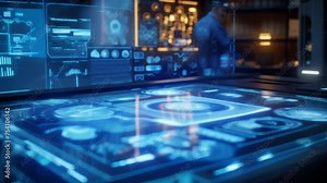 The engineers holographic workstation is filled with holographic displays of intricate mechanisms and diagrams as they finetune the design of a new renewable energy device.
