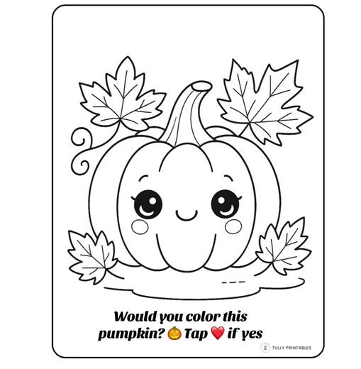 🍂 Would you color this pumpkin? 🎃✨ Free fall & Halloween coloring pages at 👉 tullyprintables.com 🖍️ #PumpkinSeason #HalloweenColoring #ColoringForKids #FreePrintables #ColoringBookTok