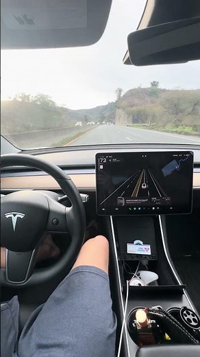 60mph - 80 mph acceleration test up hill. Tesla model 3 long range awd 2019 - FSD