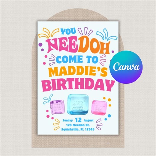 Needoh Birthday Invitation: Editable Invite Template (5x7" Digital Download) - Etsy
