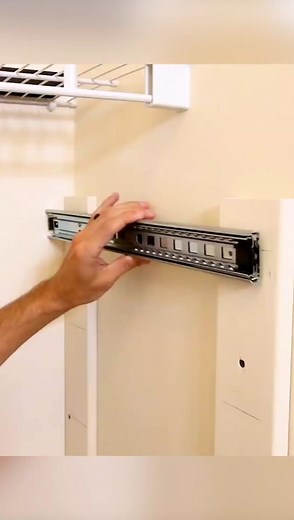 Installing drawer slides on wall...now that's a good time 😂😂#justdiyit #diy #storage #crates