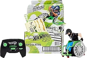 Hot Wheels RC Aaron Wheelz Wheelie Chair, Remote-Control Wheelchair with Motocross Aaron "Wheelz" Fotheringham Figure