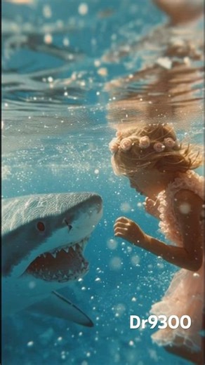 Brave Little Girl Swimming with a Shark 🌊🦈 |Shark Attack | Sea | Dr9300 #shorts
