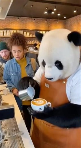 Panda Barista Shocks Customers with Pro Latte Art! 😱☕