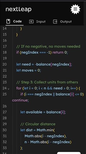 Minimum Moves to Make Balance Non-Negative | Circular Array Problem | JavaScript Solution