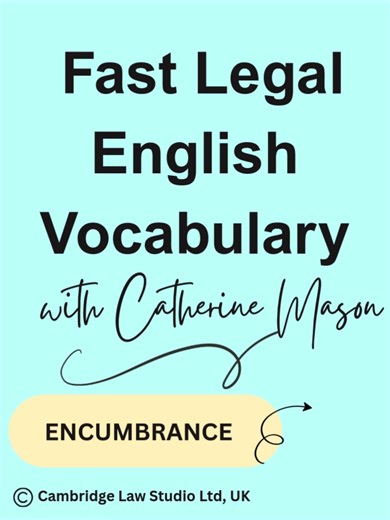 Fast Legal English Vocabulary | Encumbrance Welcome to Fast Legal English Vocabulary, today Catherine is discussing the word 'encumbrance'. https://youtu.be/09yny6QHo7I #lawtok #englishcourse #vocabulary #lawyersoftiktok #lawstudents #legalenglishcourse #legalenglishvocabulary #legalenglish #lawenglish #englishforlawyers #legalvocabulary #learnenglishvocabulary #legalenglishtips #lawstudent #youtubechannel #TOLES #lawyers #toles #internationallawyer #fyp