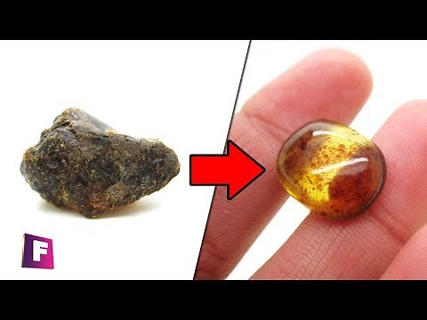 How to make cabochon with Raw Amber (using sandpaper)
