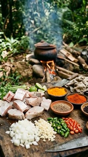 Fish Curry Cooked Over Open Fire 🔥 | Outdoor ASMR Cooking