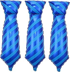 Blue Necktie Balloons Father's Day Balloons Big Necktie Balloon for Father's Day Party Decorations Fathers Day Decor Supplies Ballons Arch Kits Party Balloon Sets 3pcs