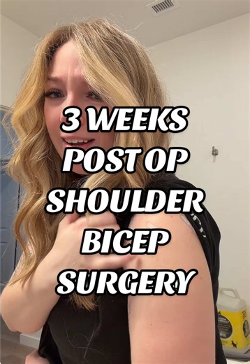 3 week update on my healing for shoulder arthroscopy and subpectoral open biceps tendodesis ❤️‍🩹 #biceptenodesis #shouldersurgery #surgerytiktok #postopcare #healingjourney