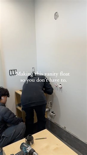 Installing a floating vanity cabinet