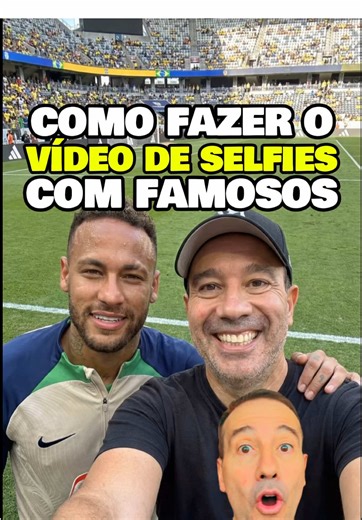 Papê, bora criar a trend do vídeo tirando selfie com os famosos! Copia e cola o prompt abaixo e seja feliz! Ahhh e não esquece de me seguir aqui pra mais dicas! PROMPT: Create an image of a Ultra-realistic high-resolution selfie photo taken inside a [professional football stadium, on the grass pitch, during daylight with natural stadium lighting]. A person in the foreground is holding the camera at arm’s length, taking a casual selfie with [PERSONAGEM] standing very close beside them. The person