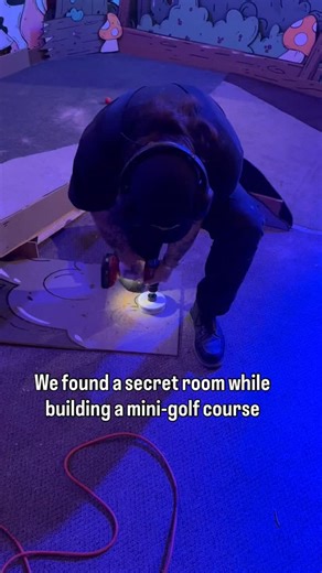 Mike Bennett! on Instagram: "Building a mini-golf course is a lot of work, but sometimes you need to get into a secret room to make a cartoon robot beep and boop - but hey, at least we found some cool stuff in the walls of an old bank!"