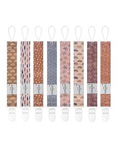 babygoal Baby Pacifier Clips 8 Pack, Pacifier Holder Clips Fits for Most Pacifier and Binkies-Neutral Color 8PB25