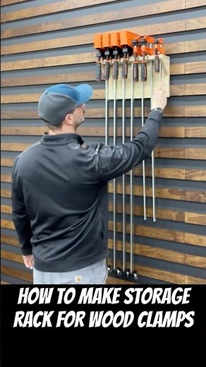 Woodworking Clamp Rack #woodworking #easy #diy #storage #wood #tools #howto #howtomake #build #wall