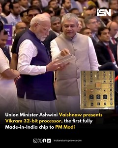 India marked a milestone in its semiconductor journey with the unveiling of the country’s first fully indigenous 32-bit microprocessor, Vikram, at the Semicon India 2025 conference. Union Minister for Electronics and Information Technology Ashwini Vaishnaw presented the Vikram processor, along with test chips from four approved projects, to PM Narendra Modi during the event. Developed by ISRO’s Semiconductor Laboratory, the Vikram processor is designed to endure the harsh environmental condition