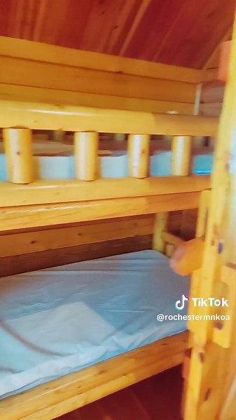 2 room Cabin walk through! Book today at: https://koa.com/campgrounds/rochester/ ☆ ☆ #foryoupage #foryou #koacamping #minnesota #rochester #kampgroundsofamerica #fresh #clean #cabins #cabincamping #camping
