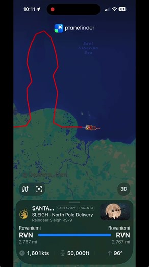 Start tracking Santas journey using the Plane Finder app!#santa #tracker #planefinder #sleigh #sub