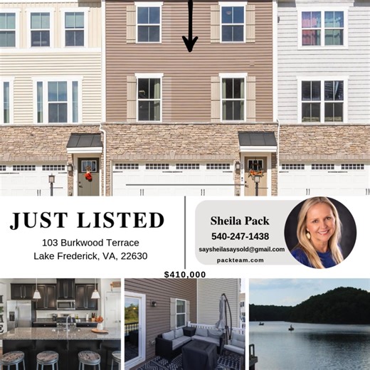 103 Burkwood Terrace, Lake Frederick, VA, 22630 ✨ Now Available: Elegant Townhome on Lake Frederick Enjoy your private deck and the added comfort of a fully fenced-in yard — perfect for relaxation, entertaining, or pets. This beautifully maintained property offers both charm and convenience in a sought-after lake community. 📍 Lake Frederick | 3 Bedrooms 🛏 | 3 Bathrooms 🛁 https://www.zillow.com/homedetails/103-Burkwood-Ter-Lake-Frederick-VA-22630/305993548_zpid/ | Sheila Pack Winchester VA Rea