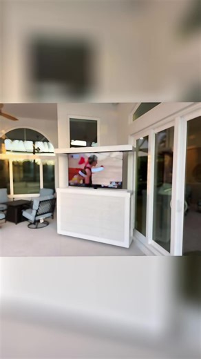 Motorized tv cabinets ready to ship. Elevate your outdoor space today. #fyp #tvcabinet #tvlift #tvcabinetsdesgin #tvmounting