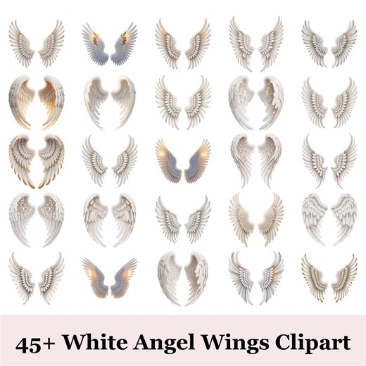 45  White Angel Wings Clipart Bundle • Feathered Angel Wings PNG • Heavenly Faith Wings Illustration • Digital Download • Commercial Use - Etsy
