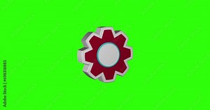 4k 3d gear spin on green screen,3d setting icon rotation on green screen