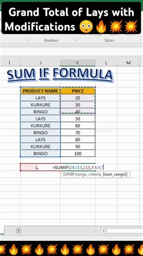 sumif formula in excel 😳🔥#excel #viralshorts #ytshorts
