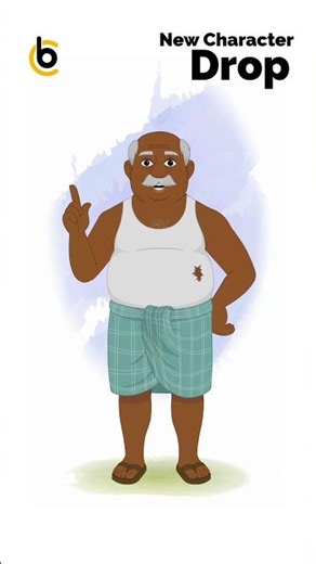 Indian Old Man Cartoon 2D Animation Character Model Sheet