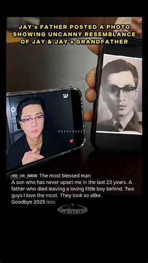 Jay dad posted photo of Jay and Jay's late grandfather 🥹 the caption #jay #parkjongseong #제이 #박종성