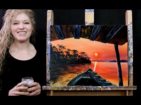 Learn How to Paint AMAZON SUNSET with Acrylic - Paint and Sip at Home - Fun Step by Step Tutorial