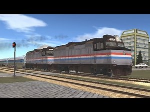 New Amtrak F40PH on Train and rail yard simulator w/ a massive horn show
