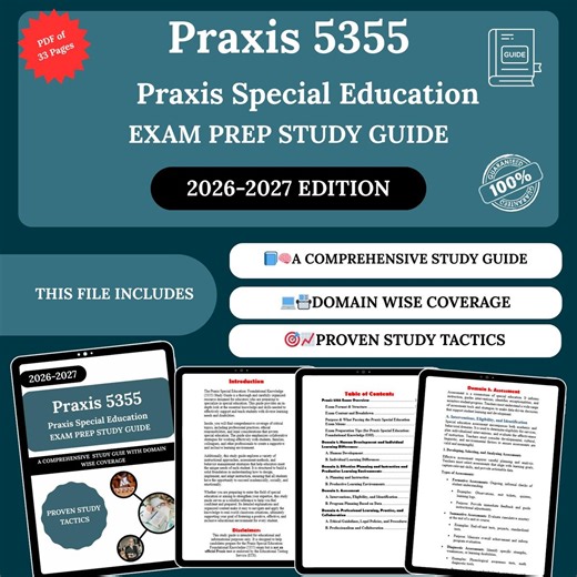 Praxis 5355 Study Guide 2026 | Praxis 5355 Study | Praxis Study Guide | 5355 Study Guide | Praxis Special Education Study Guide - Etsy