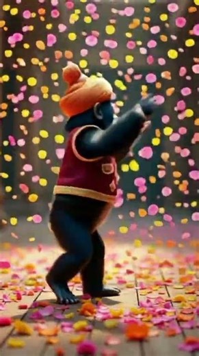 Baby & Gorilla Bhangra Dance | Cute Baby Dhol Performance | Colorful Flower Petals Show