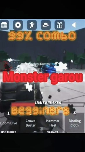 100% combo for beginners for monster garou.... #tsb # #roblox #thestrongestbattlegrounds #fyp #tsb