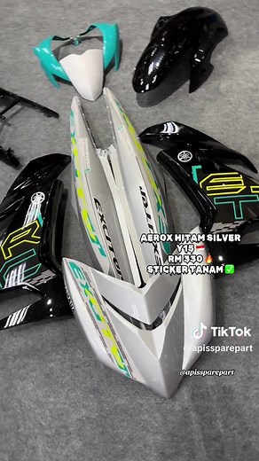 Aerox Hitam Silver Y15 Sticker Tanam RM 330