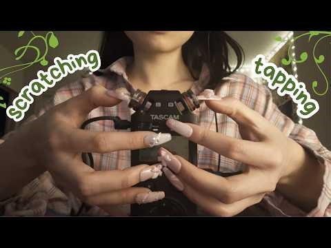 asmr | tascam tapping and scratching with fake nails