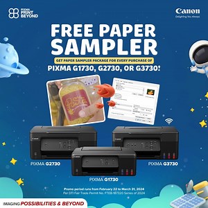 Check out the different paper media you can conveniently use with the PIXMA G-Series #MegaTank printers! Learn more how to easily print Vinyl Transparent Stickers by checking out the video below. 👉🏼Get FREE Paper Sampler Pack for every purchase of #PIXMA #G1730, #G2730, or #G3730 at Canon Authorized Stores Nationwide! Paper Sampler Pack includes: ✅Vinyl transparent Sticker Paper ✅Vinyl Glossy Sticker Paper ✅Aluminum Sticker ✅Parchment paper ✅250GSM Calling Card paper ✅Dark Heart Transfer Paper