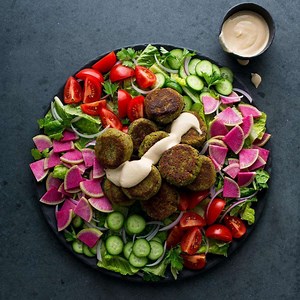 Falafel Salad with Lemon-Tahini Dressing