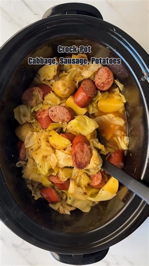 Slow Cooker Cabbage, Sausage, and Potatoes Comment RECIPE and I’ll DM you the link! (link also in the comments 👇🏾) | Shannon Epstein - Fit Slow Cooker Queen