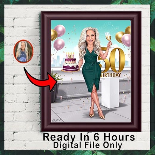 Custom 50th Cartoon Portrait | 50th Caricature | Personalized Happy Birthday Caricature Drawing | 50th Birthday Cartoon, Birthday Caricature - Etsy