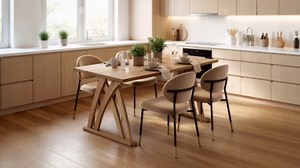 LITTLE TREE Solid Wood Dining Table for 4-6 People, 63 Inches Rectangular Kitchen Table with Sturdy Wooden Frame, Large Dinner Table for Dining Room, Kitchen, Living Room, Brown