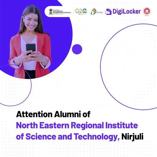 Excellent News for North Eastern Regional Institute of Science and Technology, Nirjuli Graduates of 2022! Access your Degree Certificates for the year 2022 conveniently & securely through #DigiLocker. No more worries about misplacing or damaging your physical certificates! Ministry of Education Digital India Press Information Bureau - PIB, Government of India DDNewsLive North Eastern Regional Institute of Science and Technology | DigiLocker